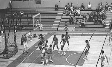 A typical sparse crowd attending a